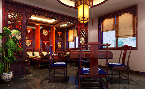 浦江古典中式风格茶楼包间设计装修效果图