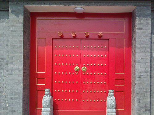 浦江中国传统四合院系列朱红色中式木制大门木作